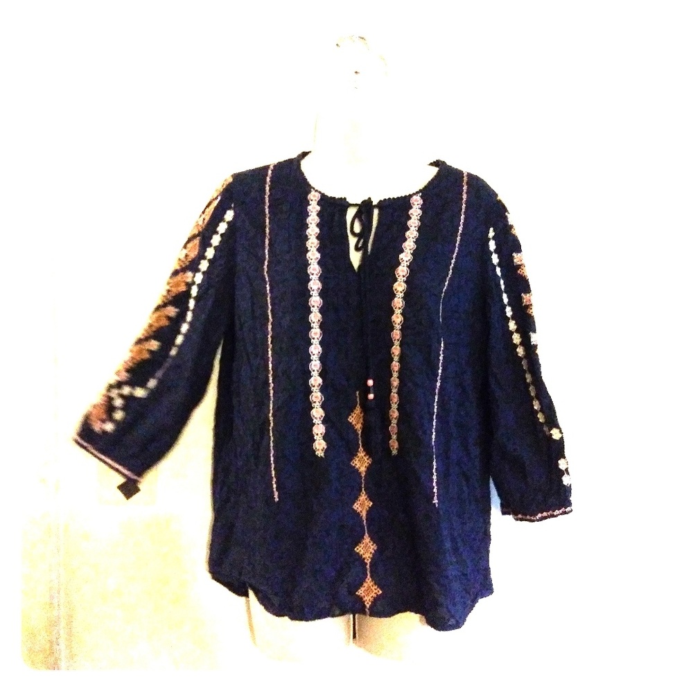 Monsoon Boho Blouse Embroidered Sz 10